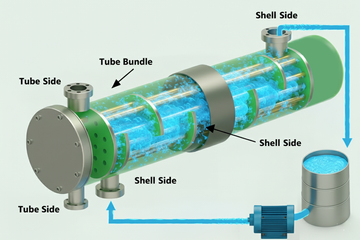 Shell Side 순환 세척 방식 모식도